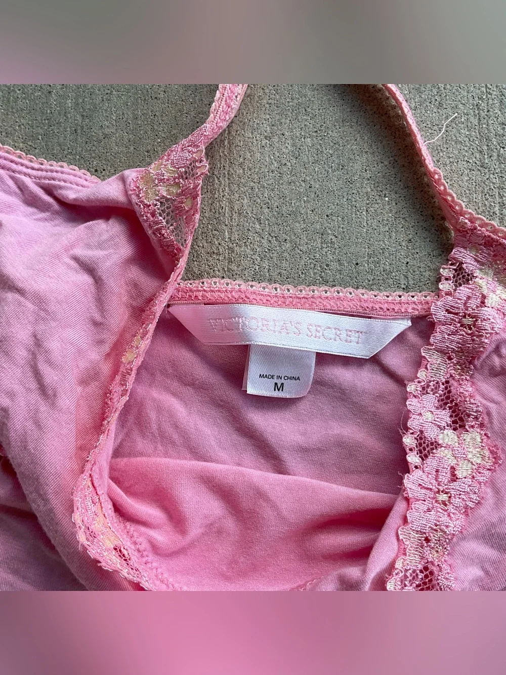 Vintage victoria secret Pink Lace Trim Cami and Short Sleep Set